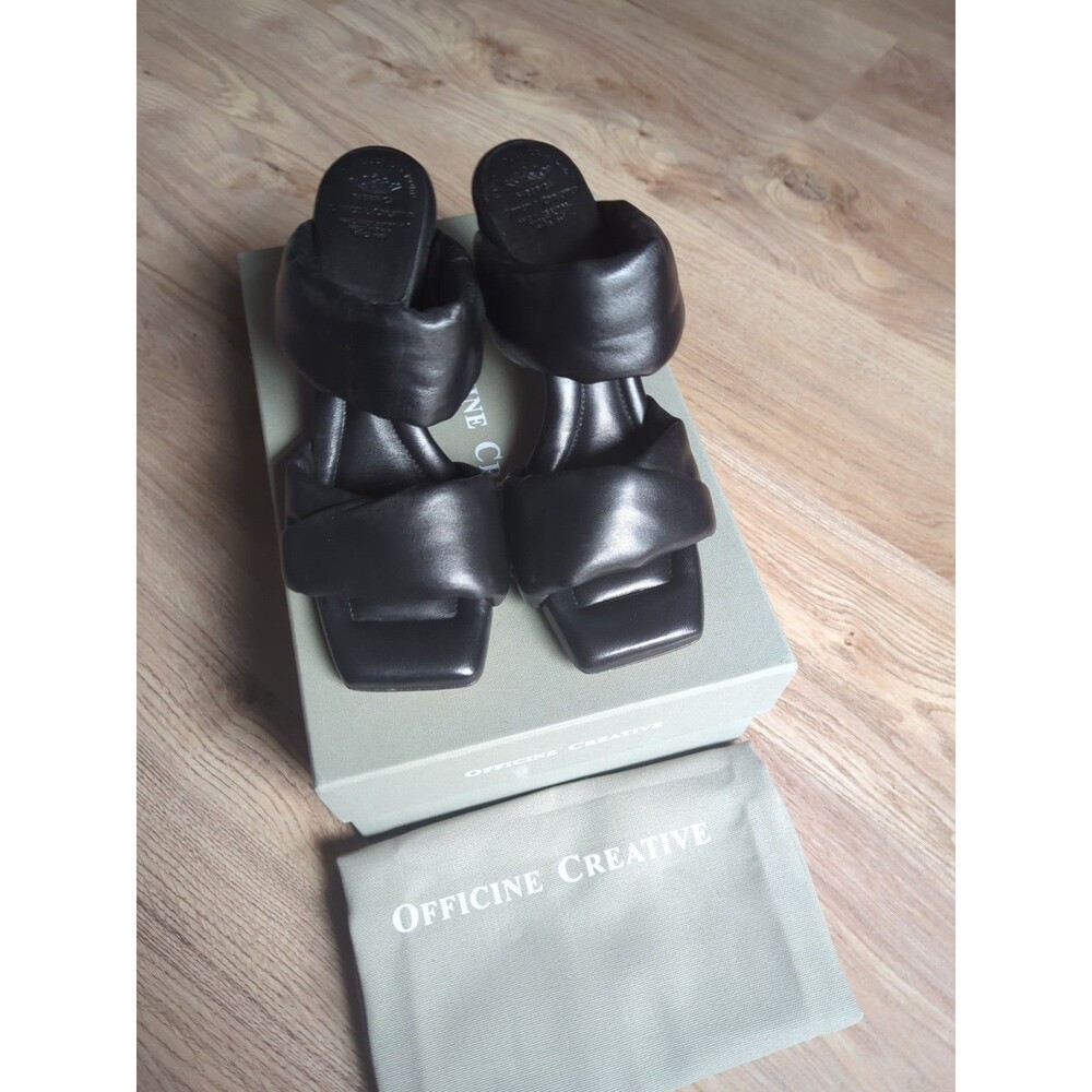 Officine Creative Padded Black Leather Covered Heel Slip On